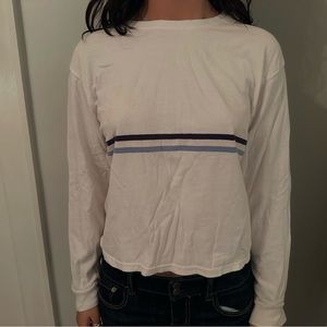white long sleeve tee with stripes